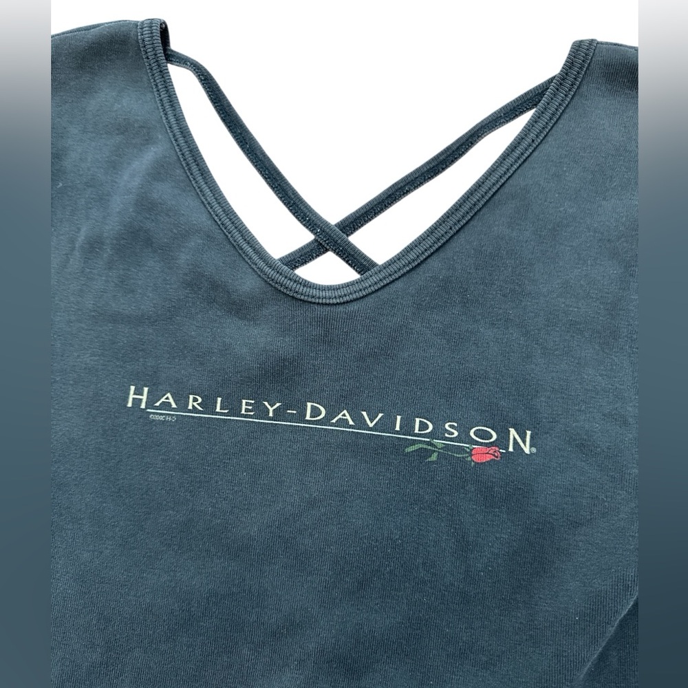 Vintage Harley Davidson 2000‎ Women’s Black Straps Faded Top Size XL Arkansas